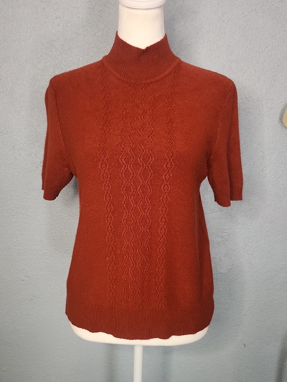 Koret Rust Short-Sleeve Mock Neck Sweater